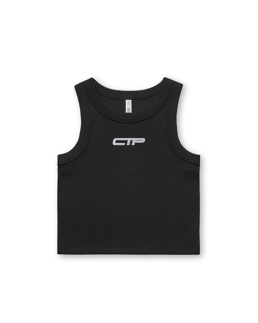 RIB CROP TANK IN BLACK