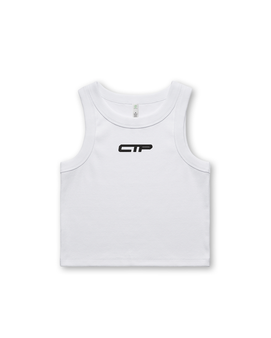RIB CROP TANK IN WHITE