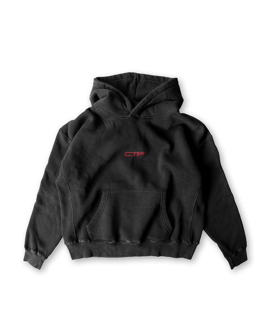 iCON "RED" HEAVY HOODIE IN BLACK