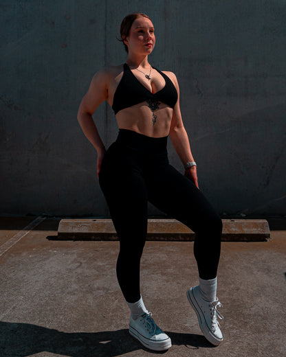 CTP “VEGA” SEAMLESS TWIST BRA IN CHARCOAL