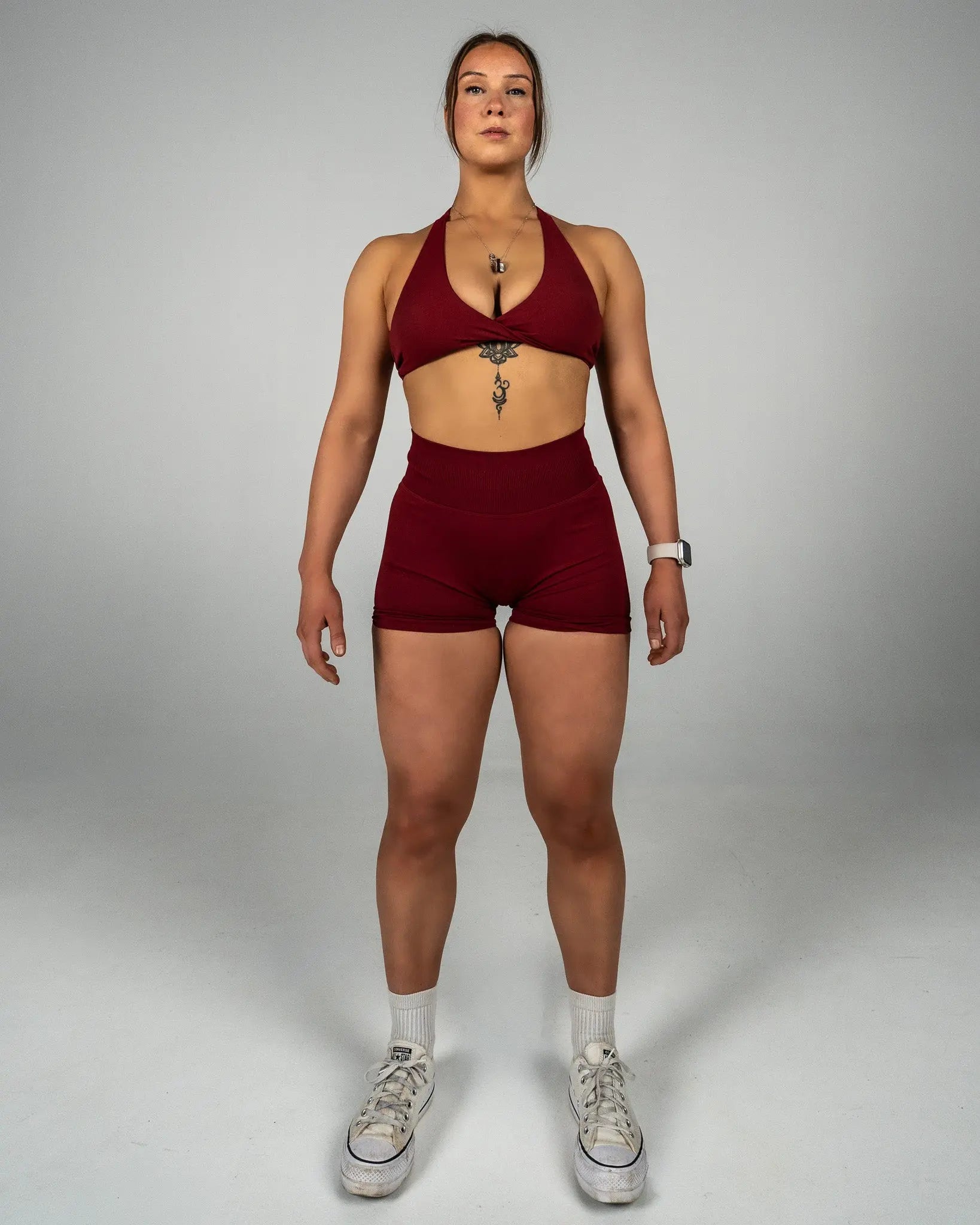 CTP “VEGA” SEAMLESS SCRUNCH SHORTS IN CRIMSON COVERTHEPUMP