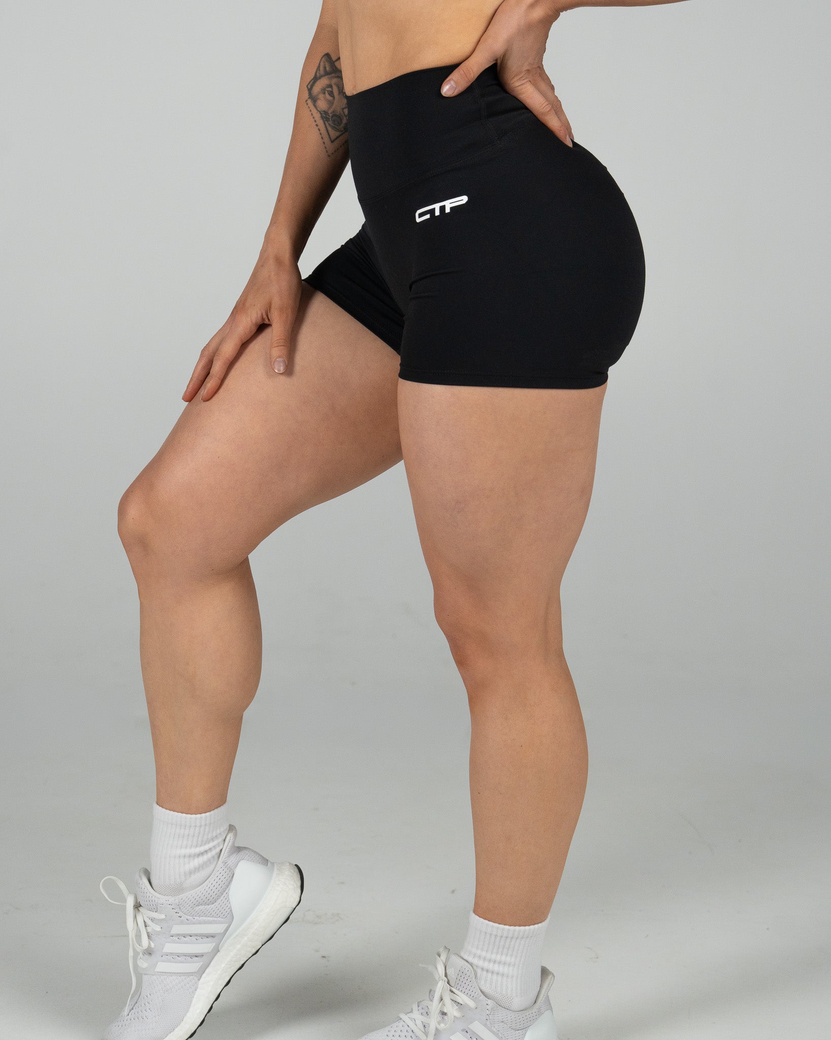 CTP “NOVA” SCRUNCH SHORTS IN RAVEN COVERTHEPUMP