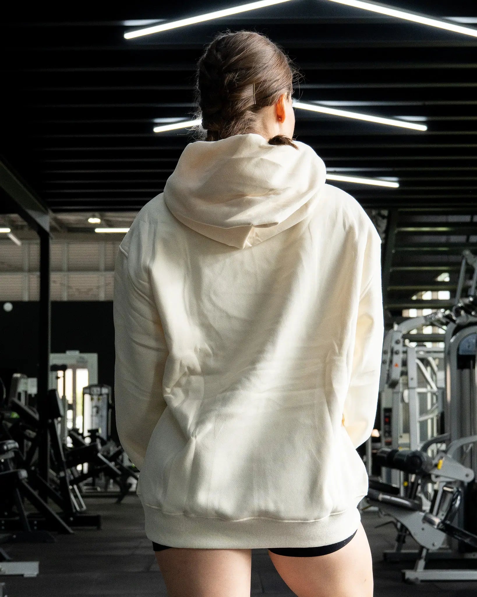 EMBROIDERED"INFERNO" UNISEX HOODIE IN CREAM X YELLOW FLAMES COVERTHEPUMP