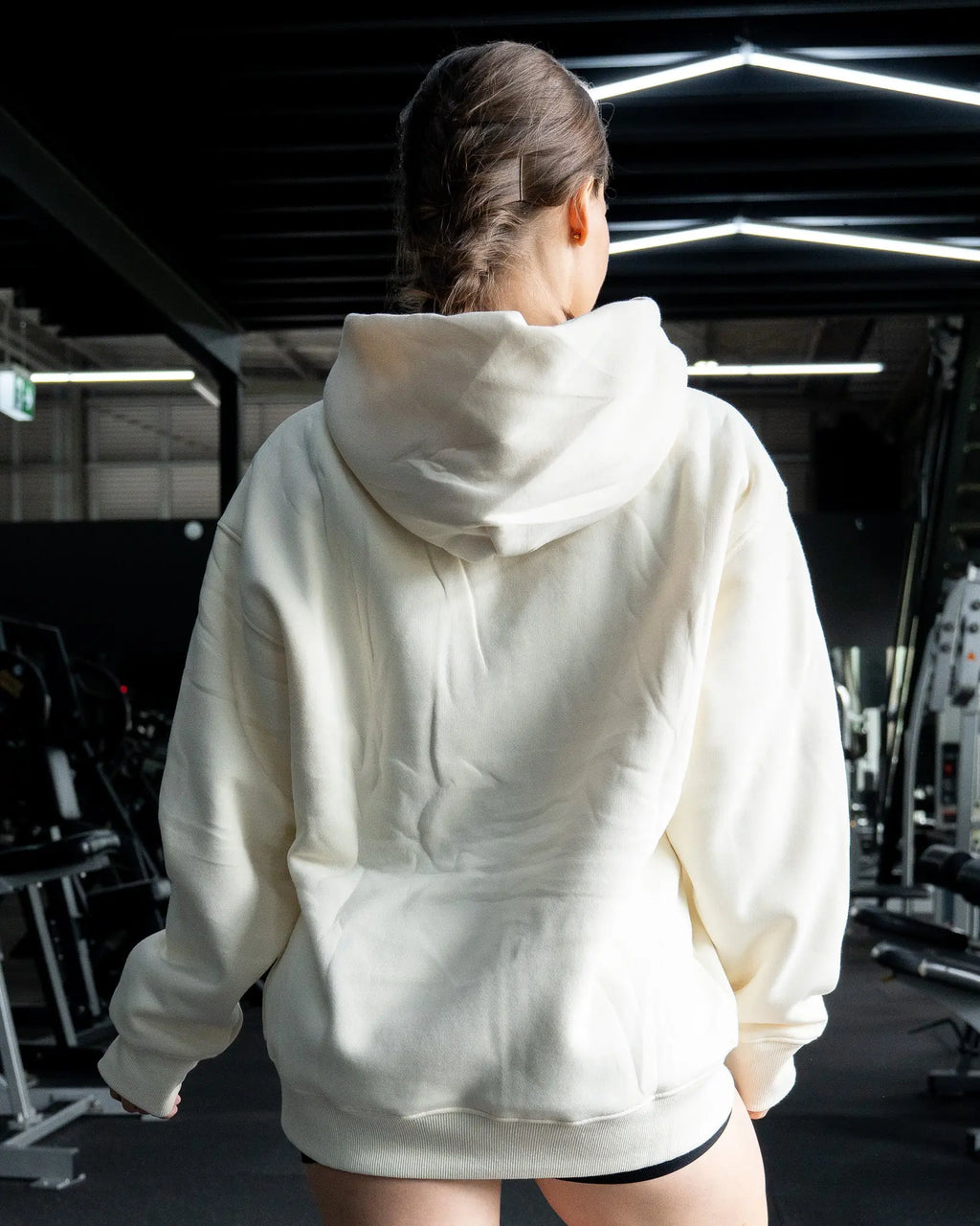 EMBROIDERED"INFERNO" UNISEX HOODIE IN CREAM X BLACK FLAMES COVERTHEPUMP