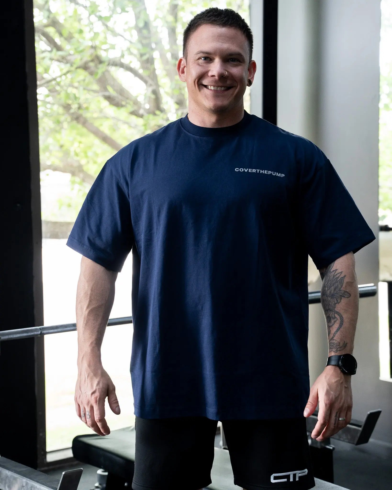 QUADFATHER OVERSIZED TEE IN SAPPHIRE COVERTHEPUMP