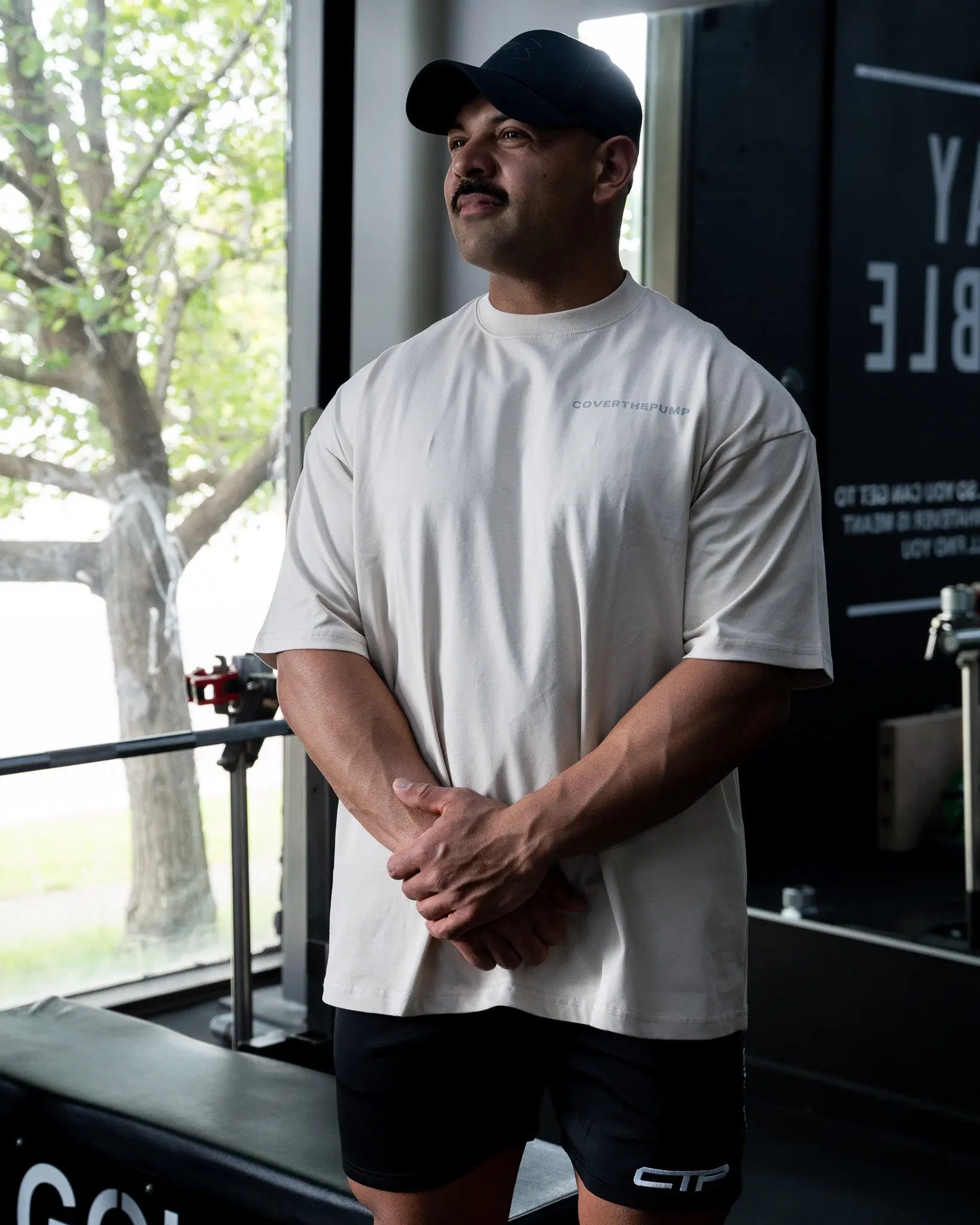 QUADFATHER OVERSIZED TEE IN SAND COVERTHEPUMP