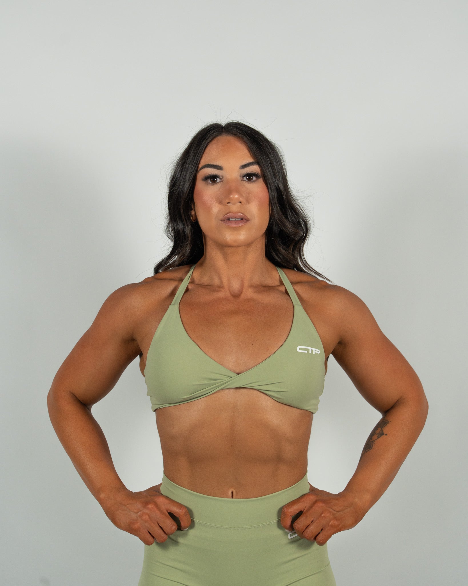 CTP “ELEVATE” SPORTS BRA IN MATCHA COVERTHEPUMP