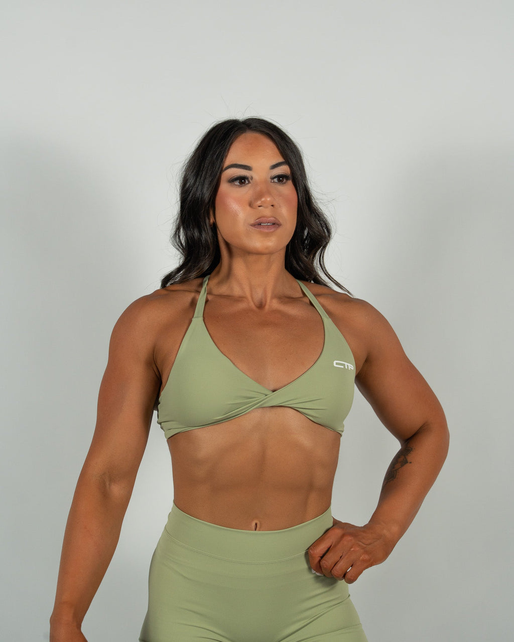 CTP “ELEVATE” SPORTS BRA IN MATCHA COVERTHEPUMP