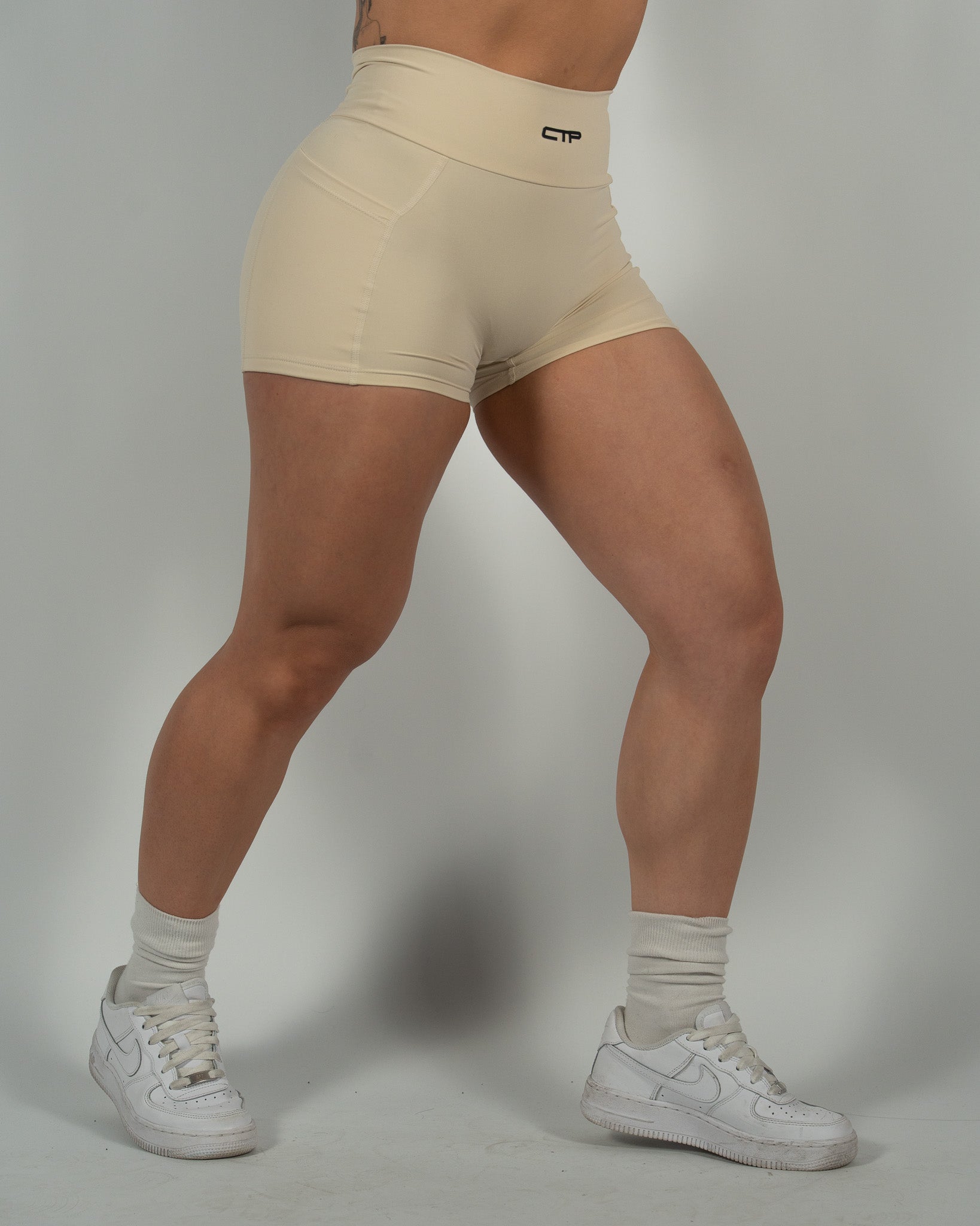 CTP “ASTRA” SCRUNCH SHORTS IN CREAM COVERTHEPUMP