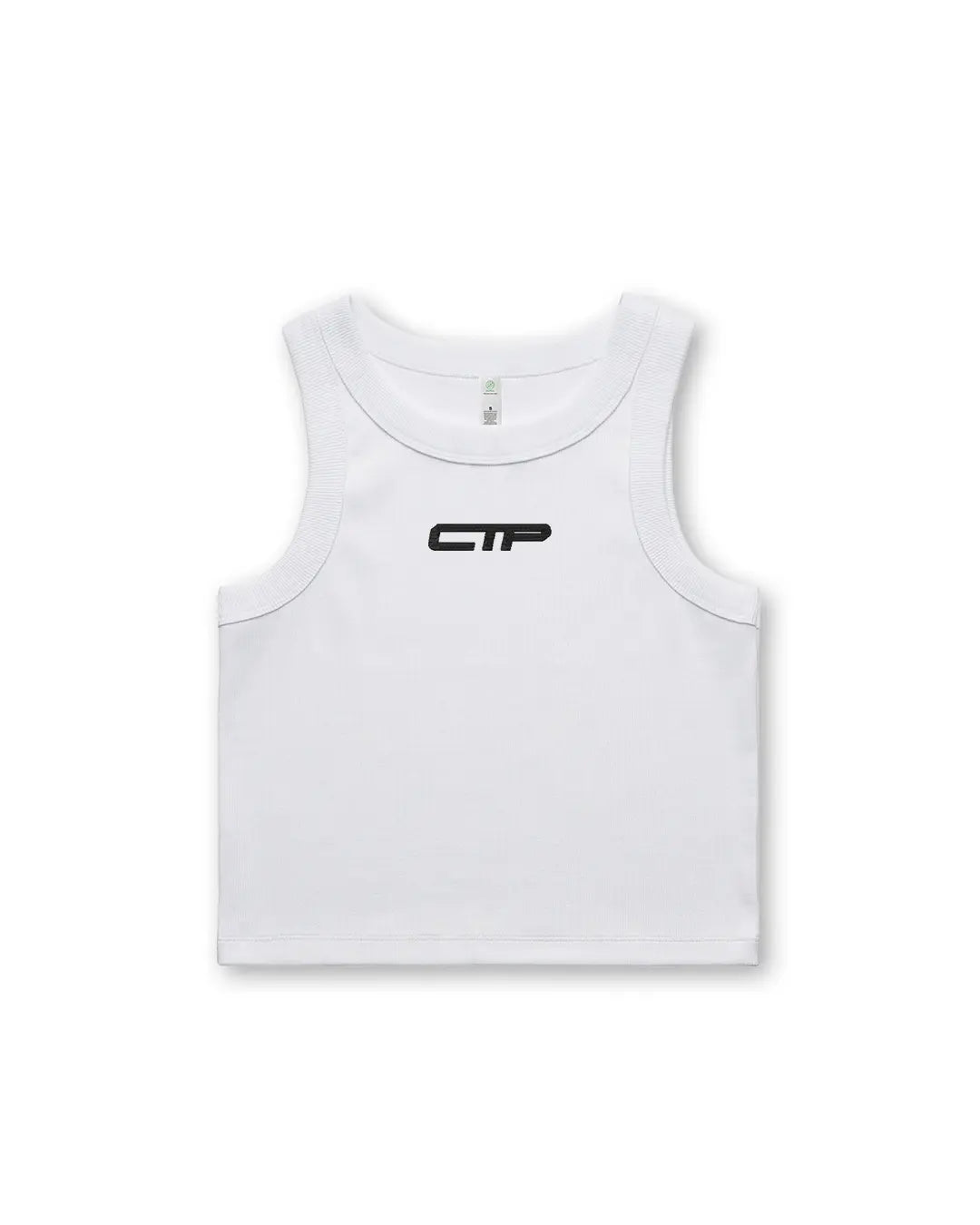 RIB CROP TANK IN WHITE COVERTHEPUMP